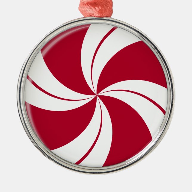 Peppermint Swirl Stripe Candy Metal Tree Decoration (Front)