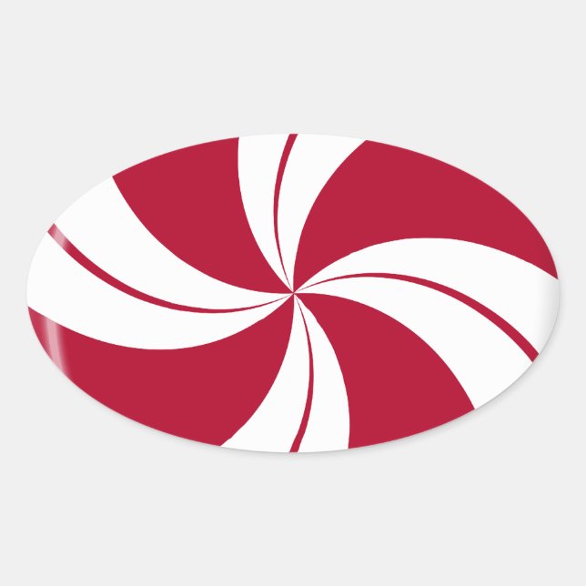 Peppermint Swirl Stripe Candy Oval Sticker (Front)