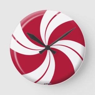 Peppermint Swirl Stripe Candy Round Clock
