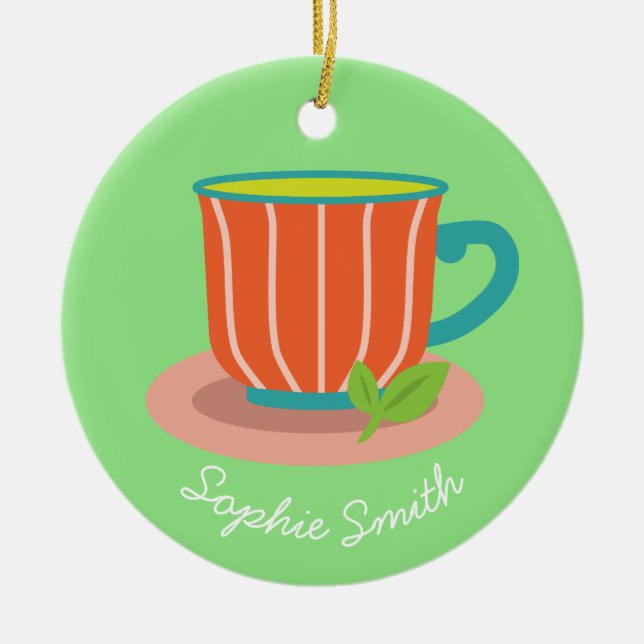 Peppermint tea for tea lovers ceramic ornament (Front)