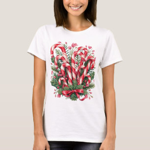 Peppermint Whirl – Candy Canes in Creative Arrange T-Shirt