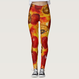 Pepperoni and Mushroom Pizza Leggings