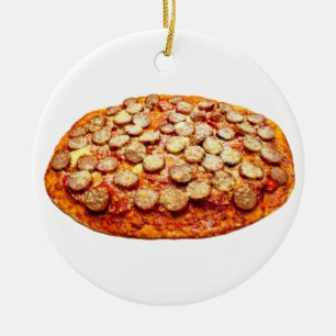Pepperoni and Sausage Pizza Christmas Ornament