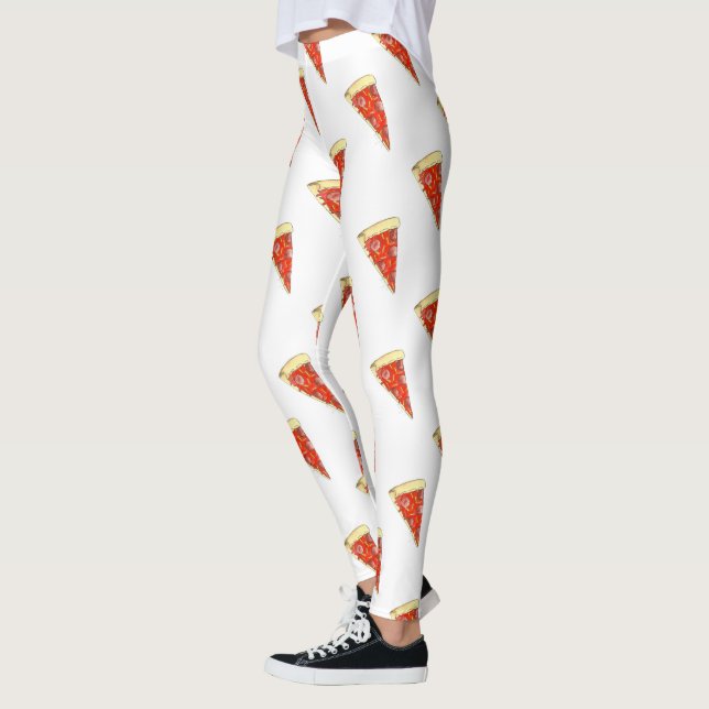 Pepperoni Cheese Pizza Slice Italian Food Slices Leggings (Left)
