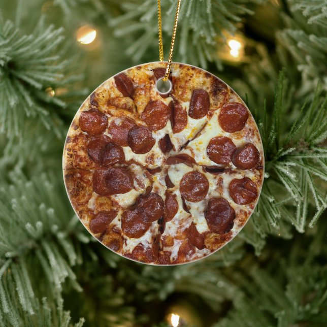 Pepperoni Pizza Ceramic Ornament (Tree)