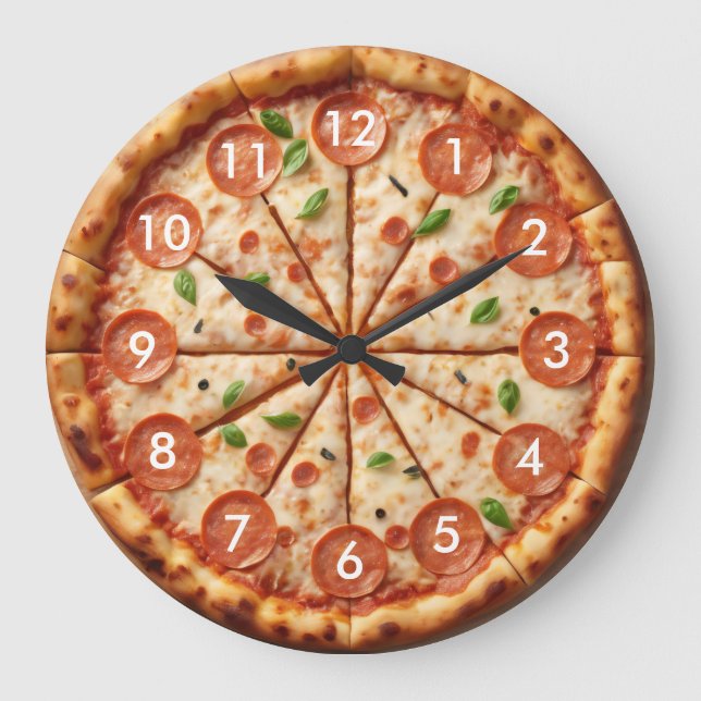 Pepperoni Pizza Clock - Fresh Baked Pizza Clock (Front)