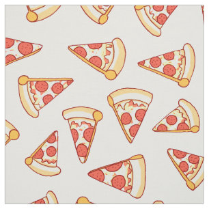 Pepperoni Pizza Drawing Pattern Cotton Fabric