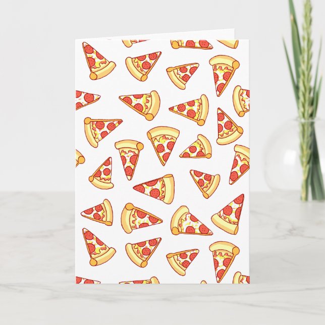 Pepperoni Pizza Drawing Pattern Greeting Card (Front)