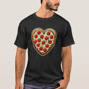 Pepperoni Pizza Heart Valentines Day Distressed Pi T-Shirt