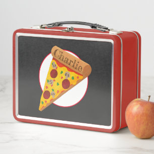 Pepperoni pizza metal lunch box