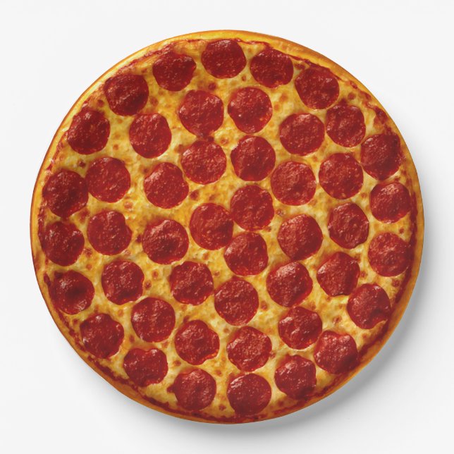 Pepperoni Pizza  Paper Plate (Front)