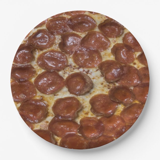 Pepperoni Pizza Paper Plate (Front)