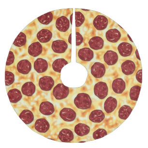 Pepperoni Pizza Pattern Brushed Polyester Tree Skirt