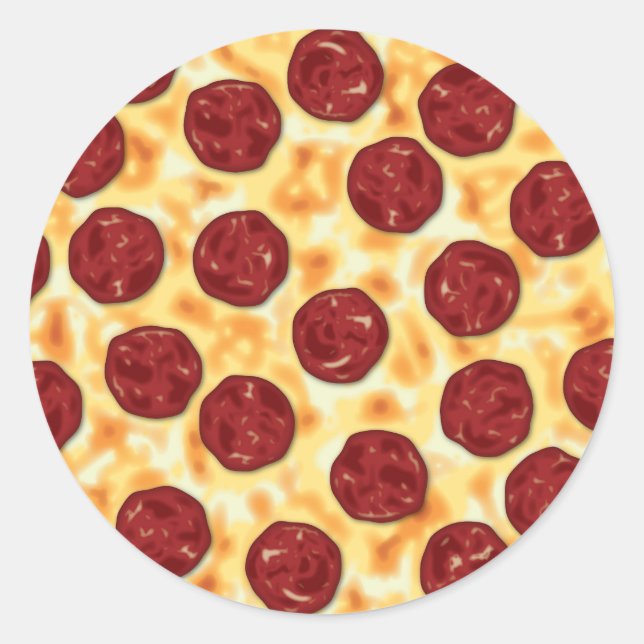 Pepperoni Pizza Pattern Classic Round Sticker (Front)