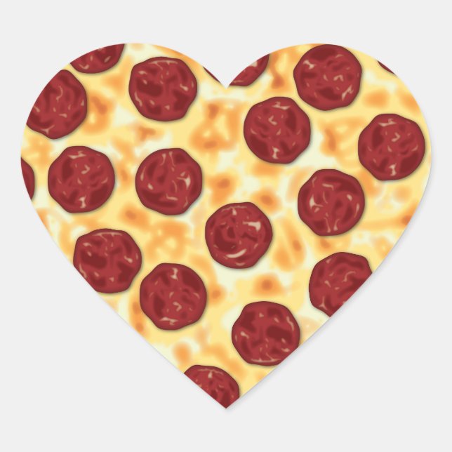 Pepperoni Pizza Pattern Heart Sticker (Front)