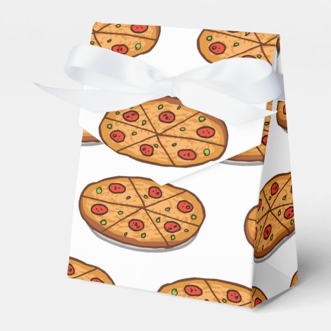 Pepperoni Pizza Pattern; Italian Food Favour Box (Front Side)