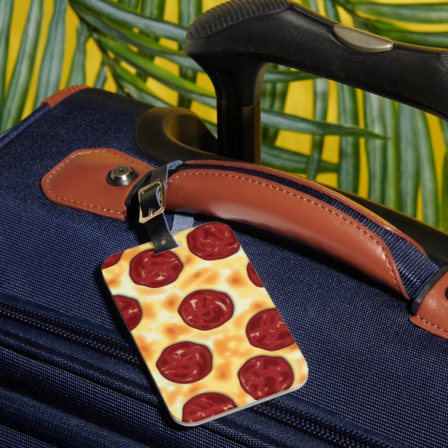 Pepperoni Pizza Pattern Luggage Tag (Front Insitu 1)