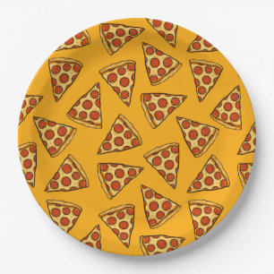 Pepperoni Pizza Pattern Paper Plate