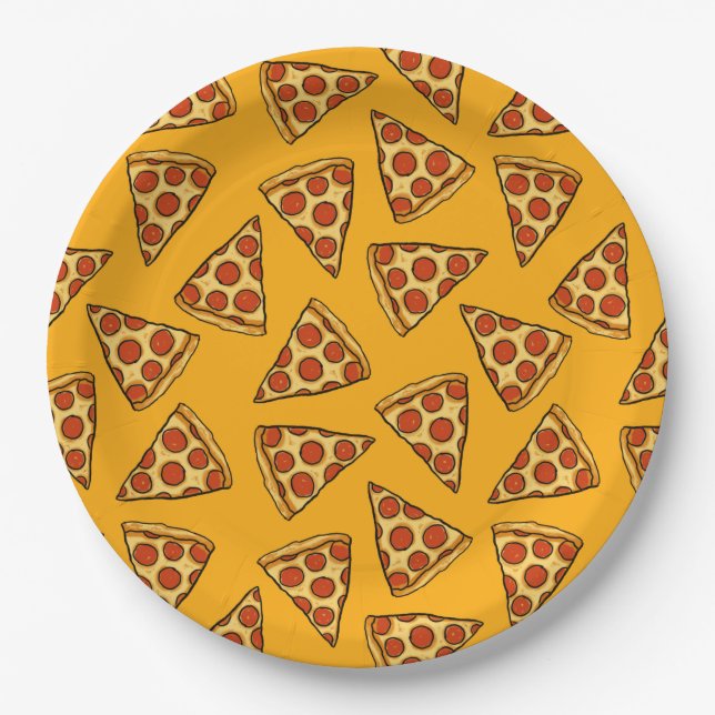 Pepperoni Pizza Pattern Paper Plate (Front)