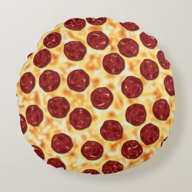 Pepperoni Pizza Pattern Round Cushion (Front)