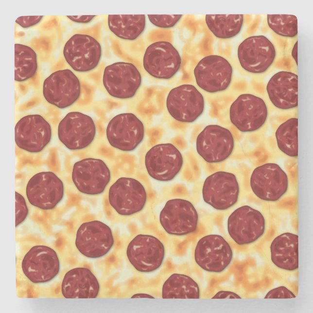 Pepperoni Pizza Pattern Stone Coaster (Front)