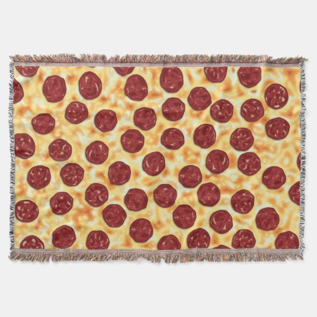 Pepperoni Pizza Pattern Throw Blanket (Front)