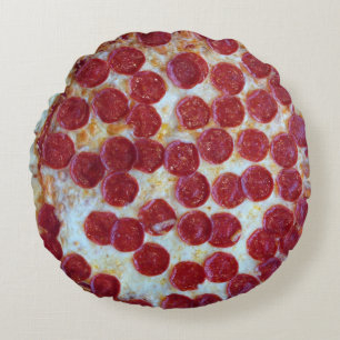 Pepperoni Pizza Photo Round Cushion