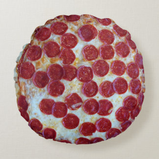 Pepperoni Pizza Photo Round Cushion