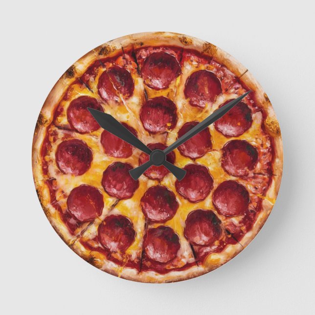 Pepperoni Pizza Round Clock (Front)