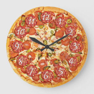 Pepperoni Pizza Round Kitchen or Restaurant Large Clock