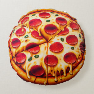 Pepperoni Pizza Round Pillow – Fun and Realistic