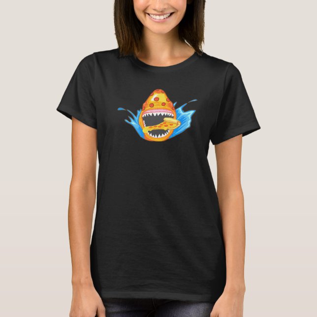 Pepperoni Pizza Shark Cute Unique Foodie Week T-Shirt (Front)