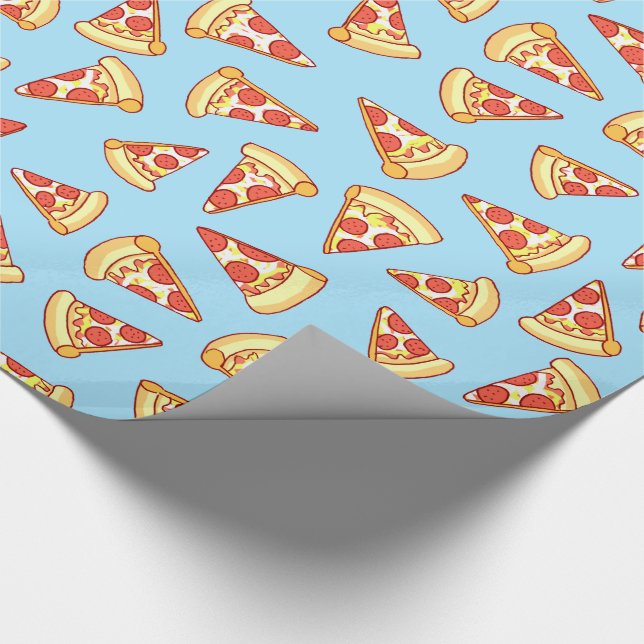 Pepperoni Pizza Slice Drawing Pattern Gift Wrap (Corner)