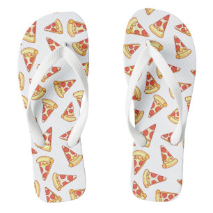 Pepperoni Pizza Slice Drawing Pattern Thongs Shoes