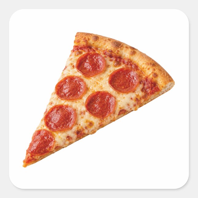 Pepperoni Pizza Slice Isolated Square Sticker (Front)