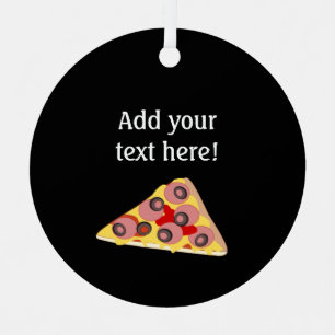 Pepperoni Pizza Slice - Personalised Text Metal Tree Decoration