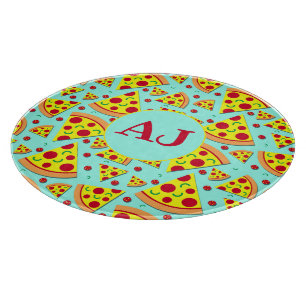 Pepperoni Pizza Slices Pattern Monogrammed Cutting Board
