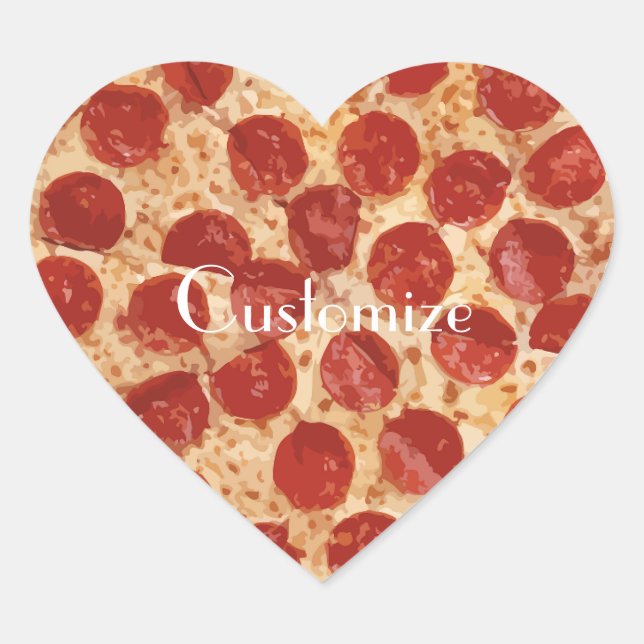 Pepperoni Pizza Thunder_Cove  Heart Sticker (Front)