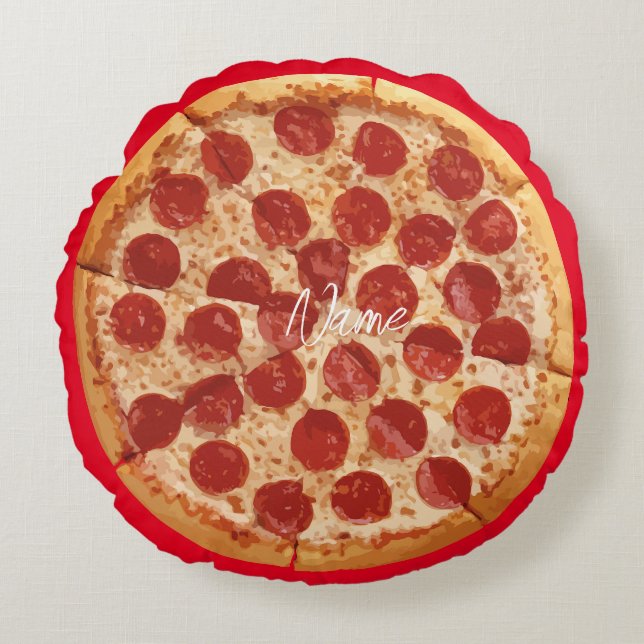 Pepperoni Pizza Thunder_Cove Round Cushion (Front)