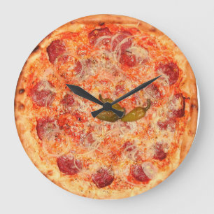 Pepperoni Pizza Time Large Clock