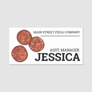 Pepperoni Pizza Toppings Pizzeria Italian Food Name Tag