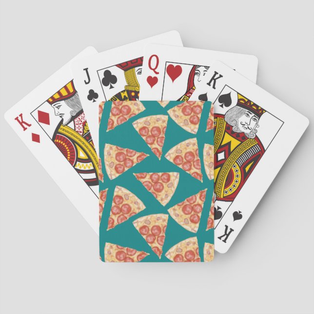 Pepperoni Pizza Toss - Teal Playing Cards (Back)