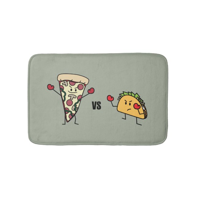 Pepperoni Pizza VS Taco: Mexican versus Italian Bath Mat (Front)