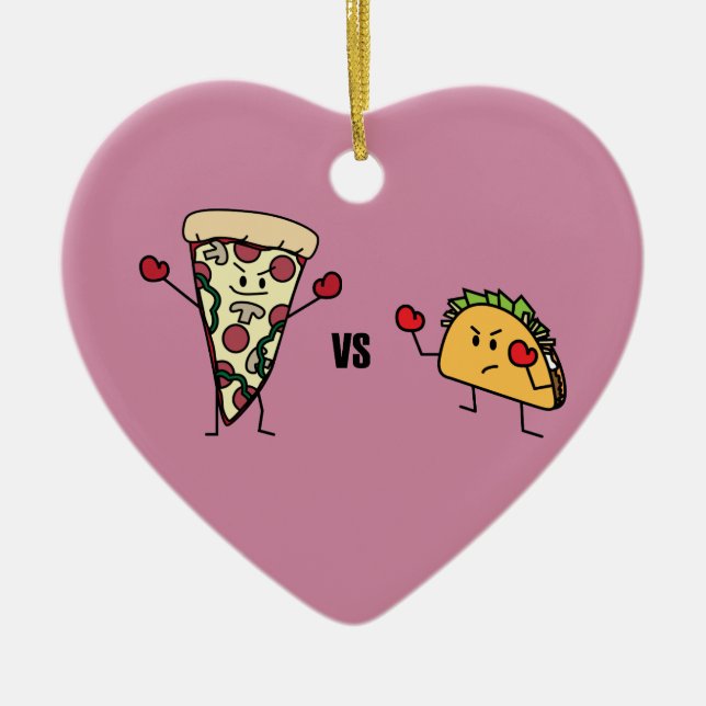 Pepperoni Pizza VS Taco: Mexican versus Italian Ceramic Ornament (Front)