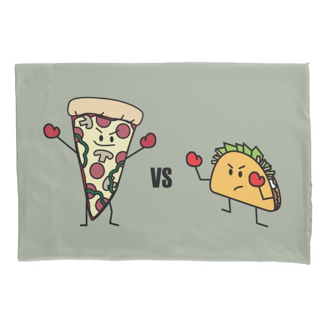 Pepperoni Pizza VS Taco: Mexican versus Italian Pillowcase (Front)