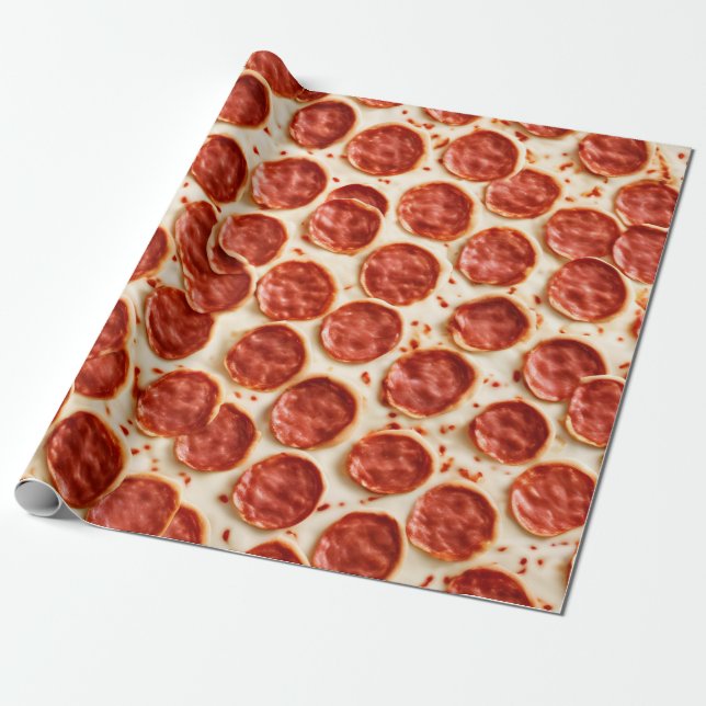  Pepperoni Pizza Wrapping Paper (Unrolled)