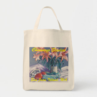 Peppers and Flowers organic grocery tote Bag