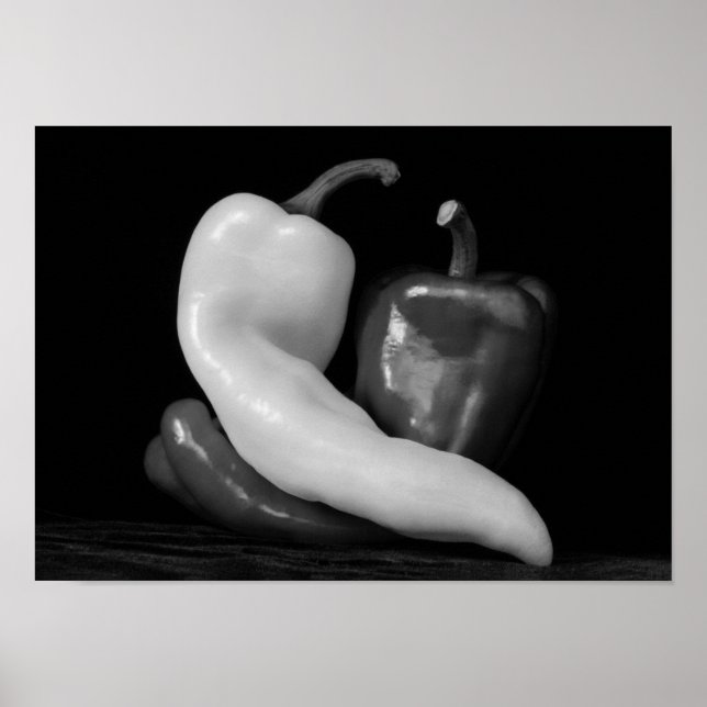 Peppers in Love Black and White Photography Poster (Front)