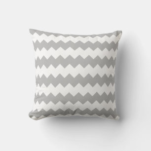 Peppy Grey and white chevron Striped Throw Pillow