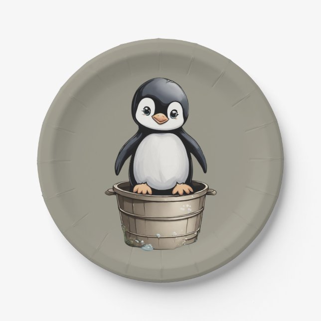 Peppy Penguin Paper Plate (Front)